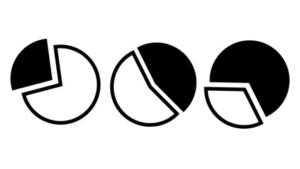 Set of percentage chart circles for infographics. Icons, vectir illustration.
