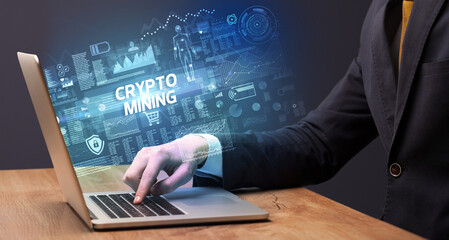 Businessman working on laptop