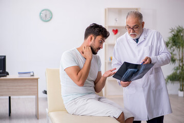 Young male patient visiting old male doctor radiologist