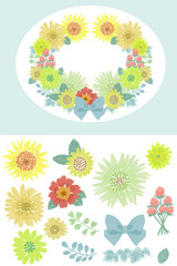 〘夏のリースとひまわり〙セットイラスト