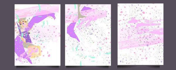 Abstract art comfortable pastel muted shades of rosé beige watercolor wet wash set invitation card background template collection