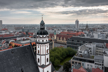 Leipzig Downtown St. Thomas Church (Bach played) City Hall Market Place early Morning Germany Saxony
