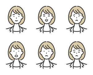 ビジネスウーマンの表情セット