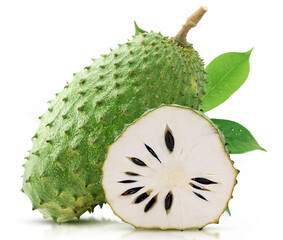 Soursop or custard apple fuite isolated on white background