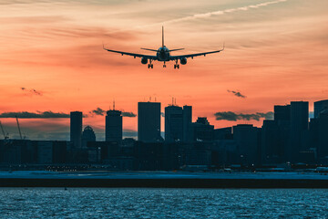 Plane landing in Boston