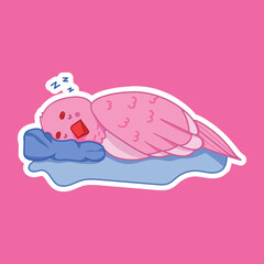 Set of stickers vector baby cute cartoon bright birds sleeps