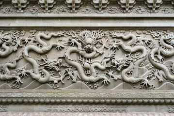 Chinese dragon relief mural