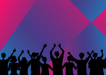 盛り上がる人達　グラデーション背景