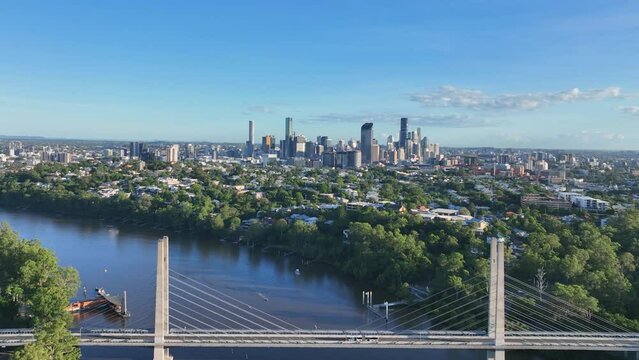 The Brisbane Green Bridge with the Brisbane City skyline in the background