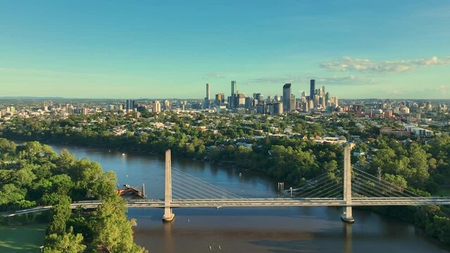 Aerial view of the Brisbane Green Bridge from St Lucia University of Queensland Campus