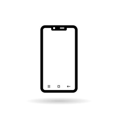 Smartphone icon. Handphone full screen. mobile phone. iPhone on white background. Transparent black and white mobile phone. icon vector full screen handphone