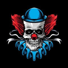 scary skull clown vector logo