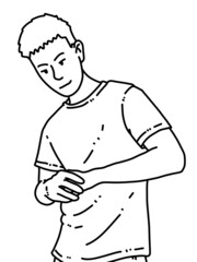 black and white of cute man cartoon for coloring