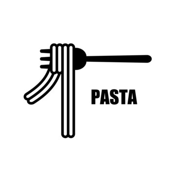 Pasta icon. Lifting pasta with a fork.