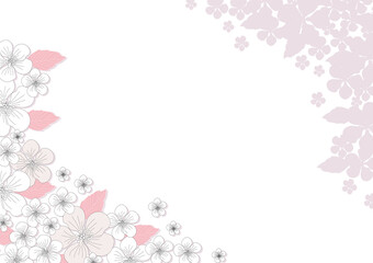 桜の花が美しい線画の背景素材