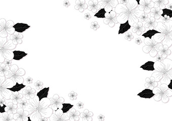 桜の花が美しい線画の背景素材