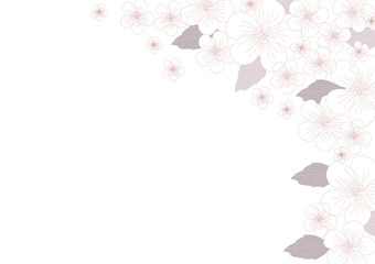 桜の花が美しい線画の背景素材