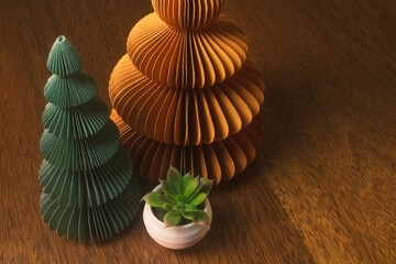 Orange Paper Trees Suculent Plant White Pot Ornament