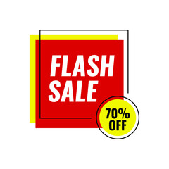 flash sale 70%, banner sticker design template, sales label, for sales promotion