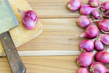 Shallot on the wooden