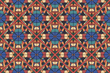 Oriental ornament vector pattern seamless grid pattern And have beautiful colors. Used for clothing patterns, tile patterns, wrapping paper, scarf patterns, bag patterns, carpets, curtains, background