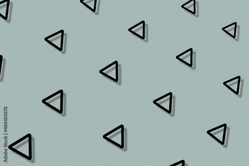 Poster pattern of black geometric shapes in retro, memphis 80s 90s style. triangles shapes on grey backgrou
