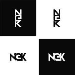 nek letter original monogram logo design set