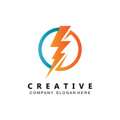 ELECTRICITY CURRENT VECTOR DESIGN LOGO, COOL LIGHTNING