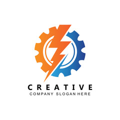 ELECTRICITY CURRENT VECTOR DESIGN LOGO, COOL LIGHTNING