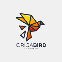Origami bird colorful logo concept