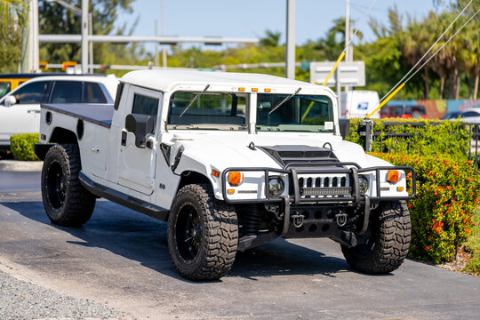 Miami, FL, USA - February 5, 2022: Photo of a Hummer H! in mint condition