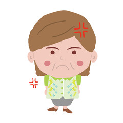 沖縄のかりゆしウェアを着た中年女性が怒る