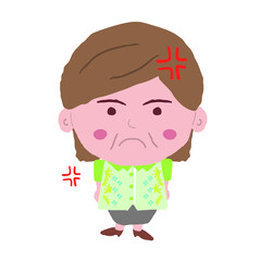 沖縄のかりゆしウェアを着た中年女性が怒る