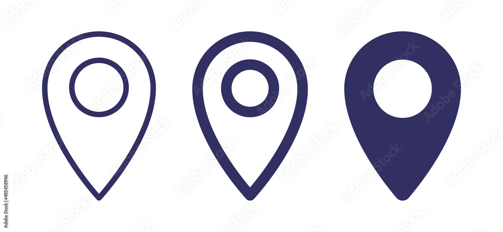 Poster location map pin icon set. gps location icon isolated on white background.