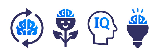 IQ test symbol. Genius icon. Human brain icon vector illustration. - obrazy, fototapety, plakaty