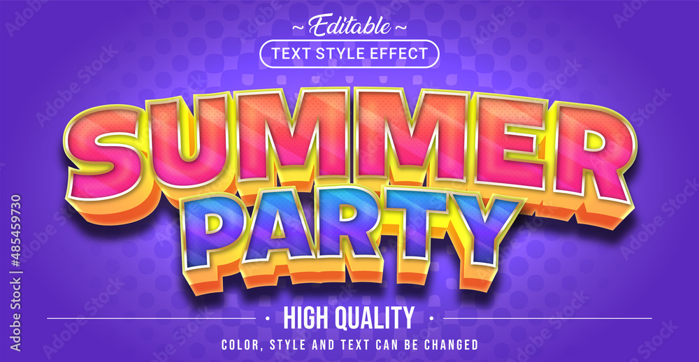 Poster Editable text style effect - Summer Party text style theme.