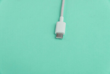 Fototapeta premium USB cable type C over blue background