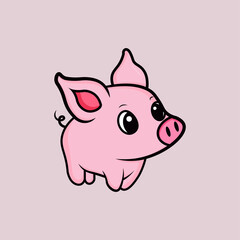 illustation of vector cute cartoon little pig