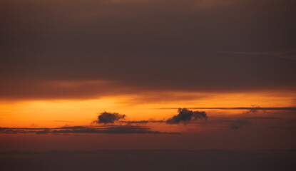 Beautiful and Dramatic Colorful After Sunset Sky with Clouds in Shades of Blue Purple Yellow and Red