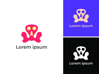 ILLUSTRATION ABSTRACT MONSTER OCTOPUS SKULL LOGO DESIGN SIMPLE VECTOR