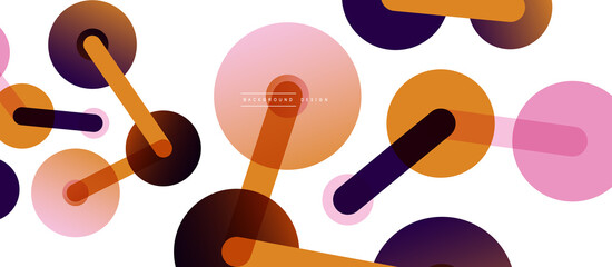 Line points connections geometric abstract background. Circles connected by lines. Trendy techno business template for wallpaper, banner, background or landing