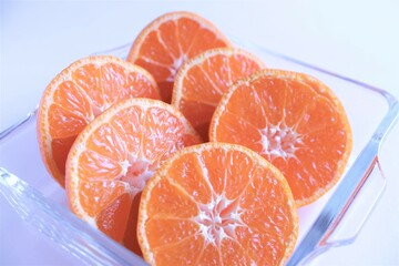 みかん　断面　ガラス容器