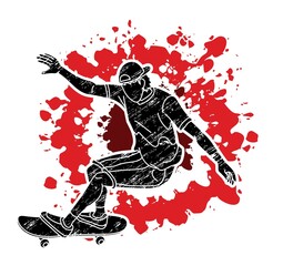 Skateboard Player Action Skateboarder Cartoon Graphic Vector