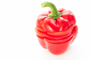 Fresh vegetable close-up. Bulgarian pepper on a white background.