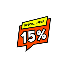 Sticker Discount 15% With Cartoon Theme