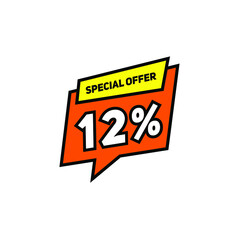 Sticker Discount 12% With Cartoon Theme