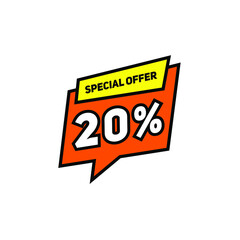 Sticker Discount 20% With Cartoon Theme