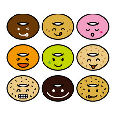 顔があるベーグルのベクターイラスト素材。