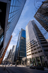 Fototapeta na wymiar Calgary, Albert a - February 6, 2022: Office towers in downtown Calgary.