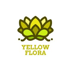 yellow flora flower nature logo concept design illustration
